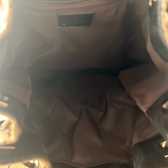 Gucci Monogram Canvas Classic Logo Rucksack Drawstring Shoulder Bag Y2K - Picture 7 of 16